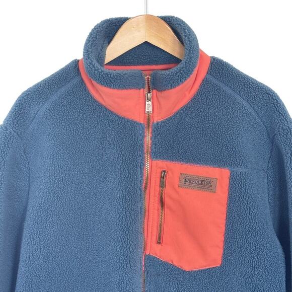 PENDELTON Winthrop Berber Fleece Jacket Storm Blue Orange Men's Size L - Picture 3 of 14